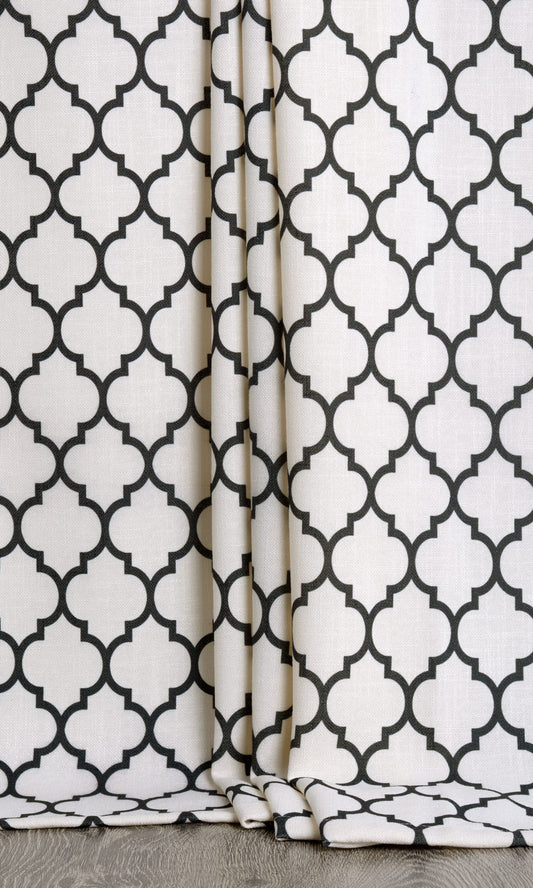 Moroccan Tiled Curtains (Cream/ Black)