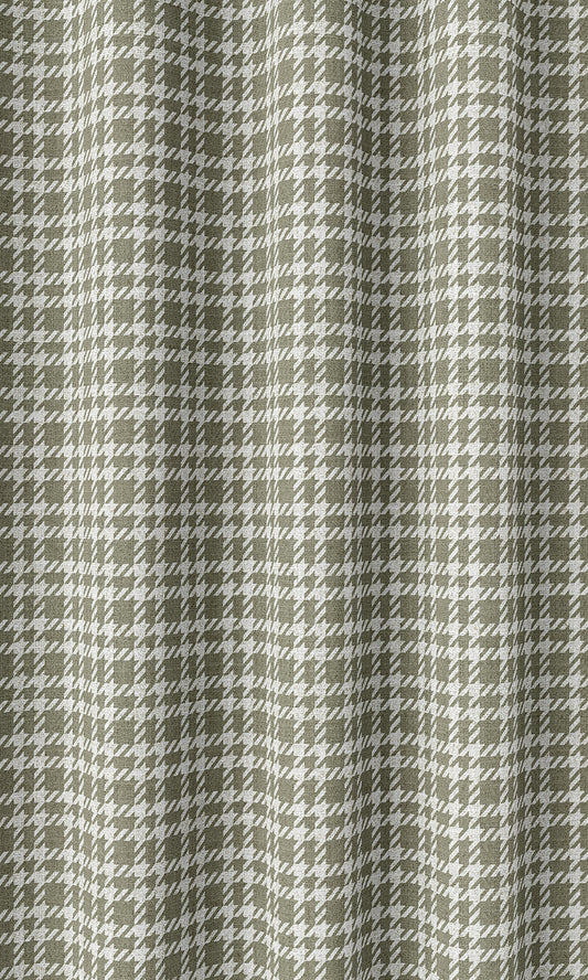 Checkered Drapery (Olive Green/ White)