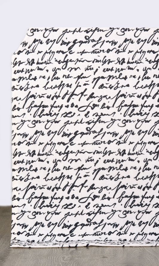 Script Print Drapes (Paper White/ Ink Black)