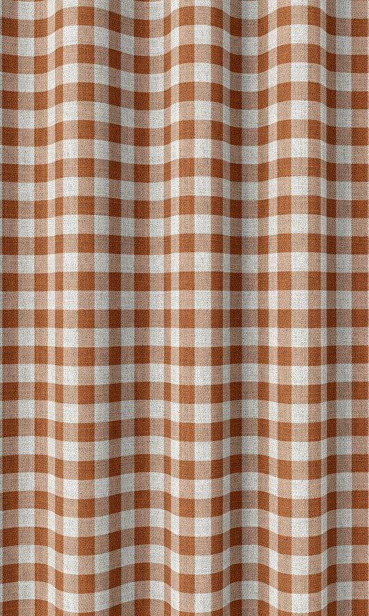 Checked Drapes (Burnt Orange/ White)