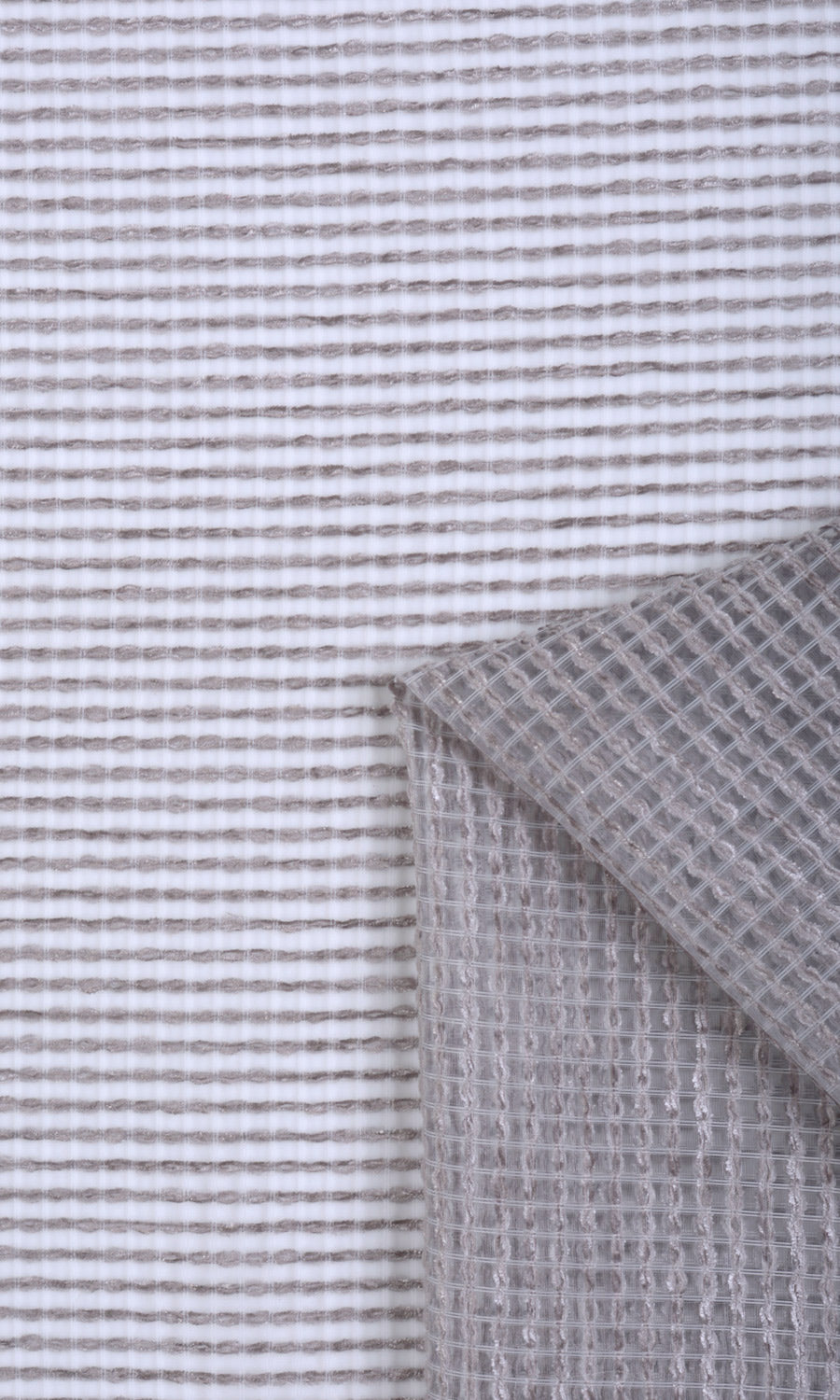 Check Weave Sheer Fabric Material By the Metre (Grey)