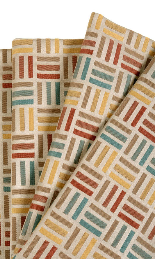 Woven Patterned Drapes (Red/ Blue/ Yellow/ Brown)