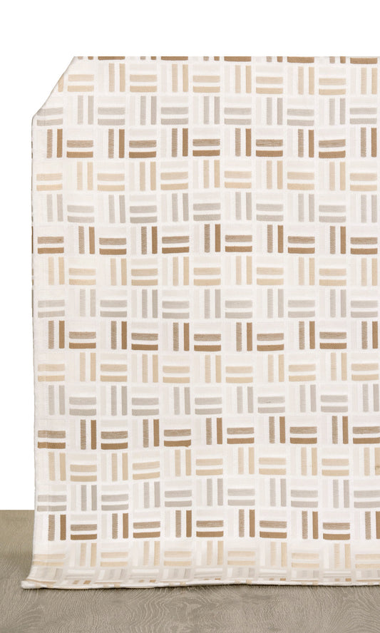 Woven Print Curtains (Beige/ Brown)