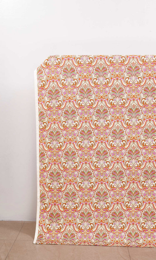 Fleur De Lis Print Drapes (Orange/ Purple)