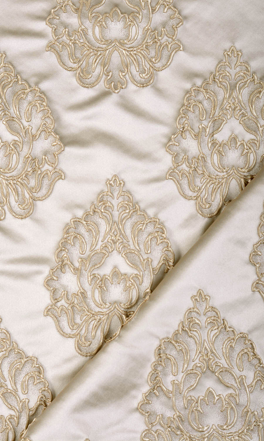 Damask Textured Free Fabric Material Sample (Beige)