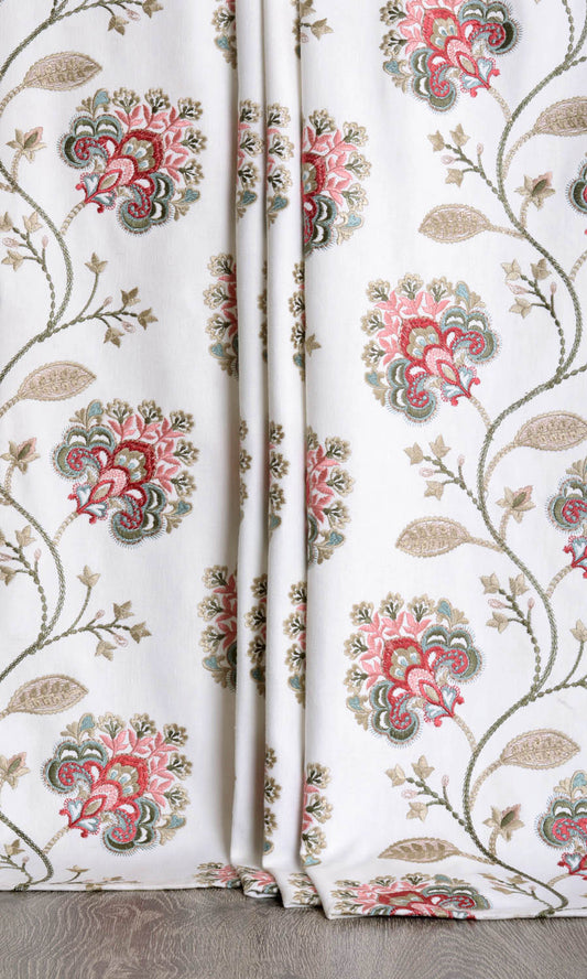 Floral Embroidery Drapery (White/ Red/ Pink)