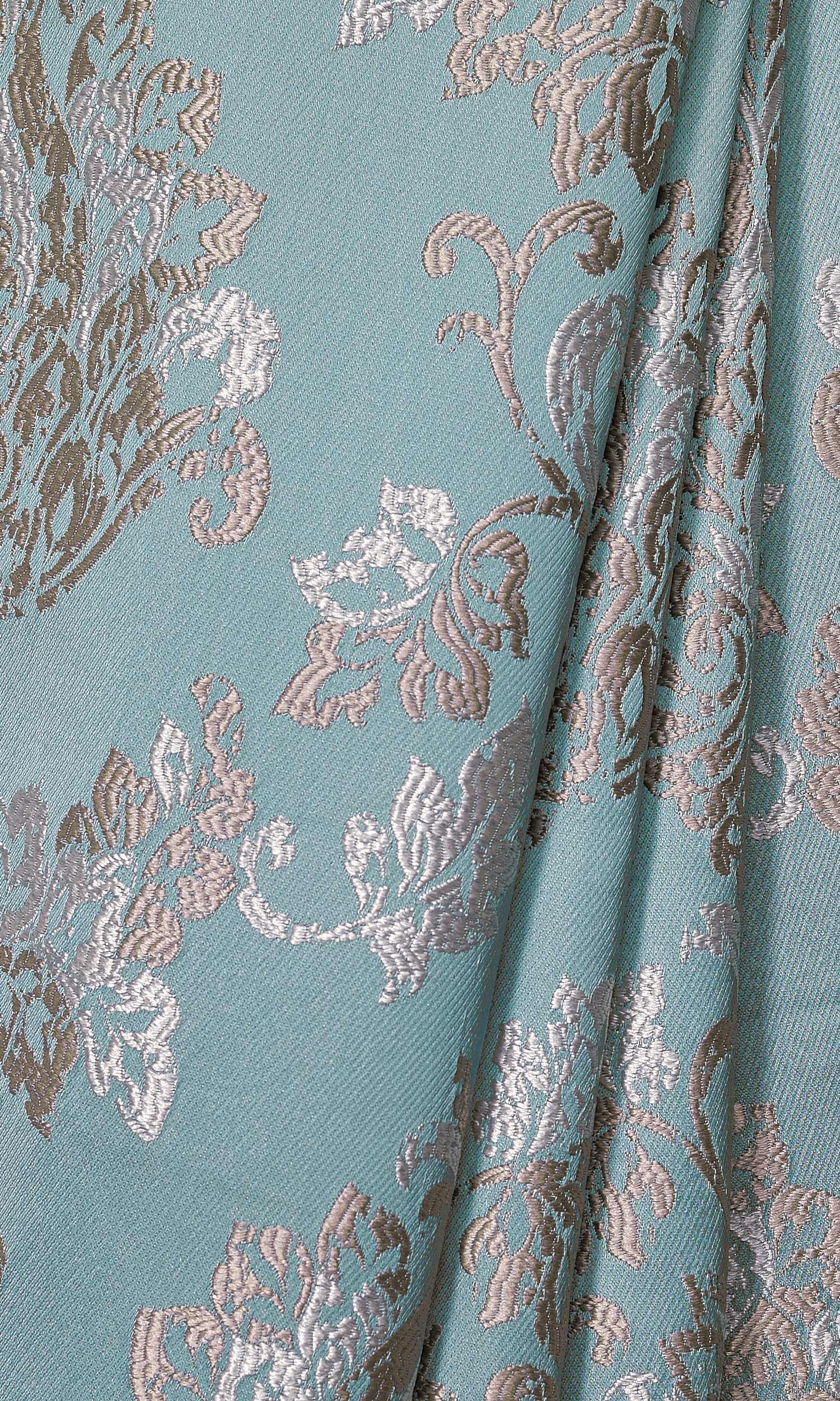 Fleur De Lis Patterned Window Treatments Fabric Sample (Blue)