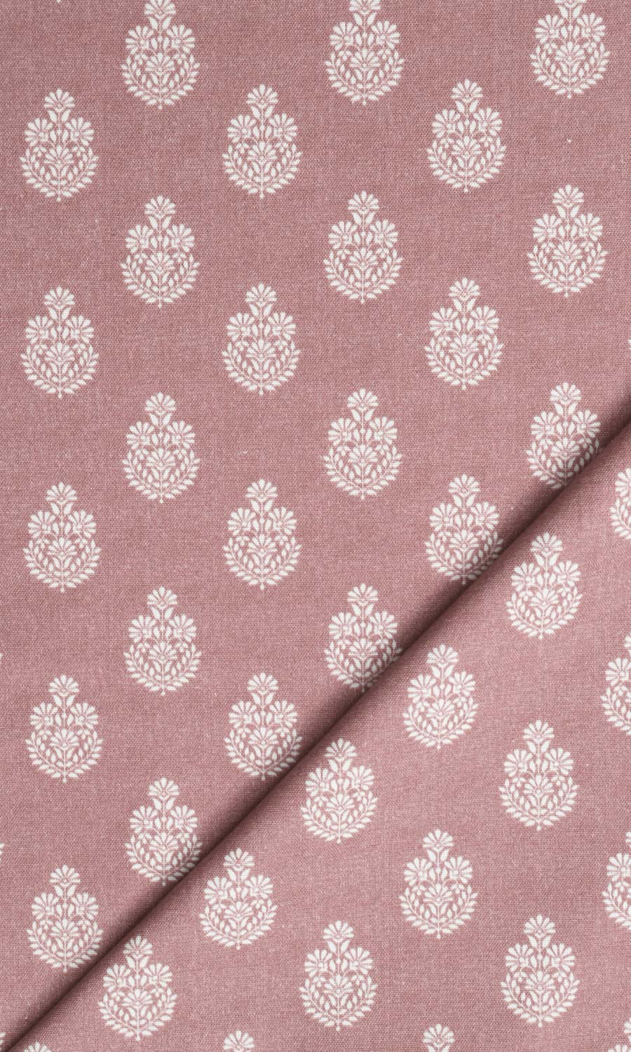Floral Cotton Window Treatments Fabric Sample (Blush Red/ Pink)
