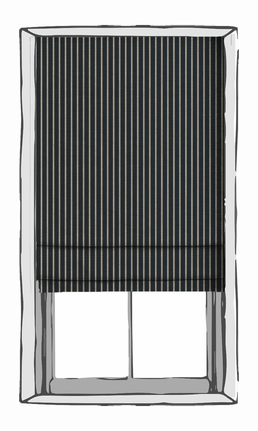 Modern Striped Print Drapes (Navy Blue/ Brown) Extra Long Short Wide