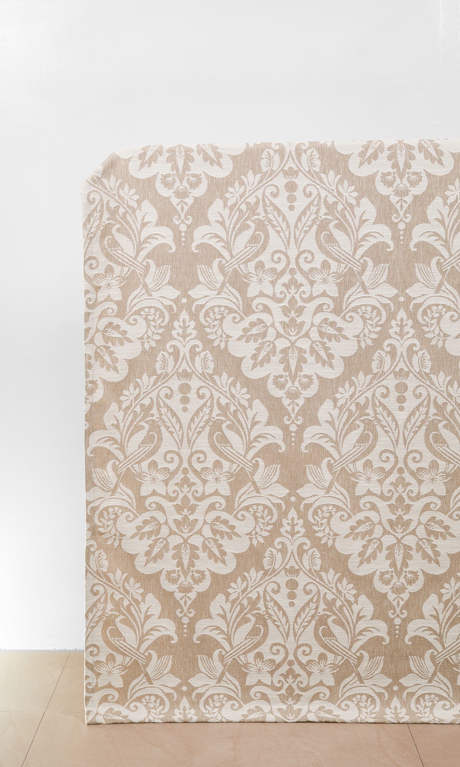 Damask Home Décor Fabric Sample (Beige/ White)