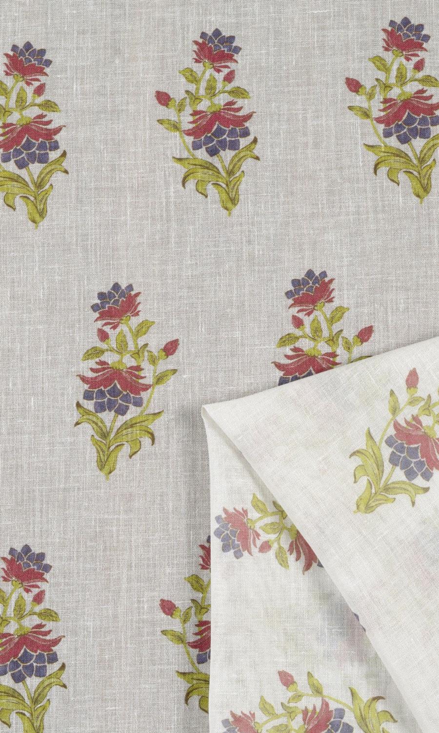 Sheer Floral Home Textile Fabric Material Sample (Cream/ Pink)
