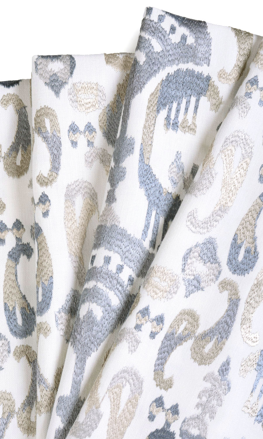 Ikat Print Home Textile Fabric Material Sample (Gray/ Beige/ White)
