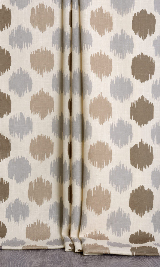 Polka Dot Cream Beige Grey Curtains
