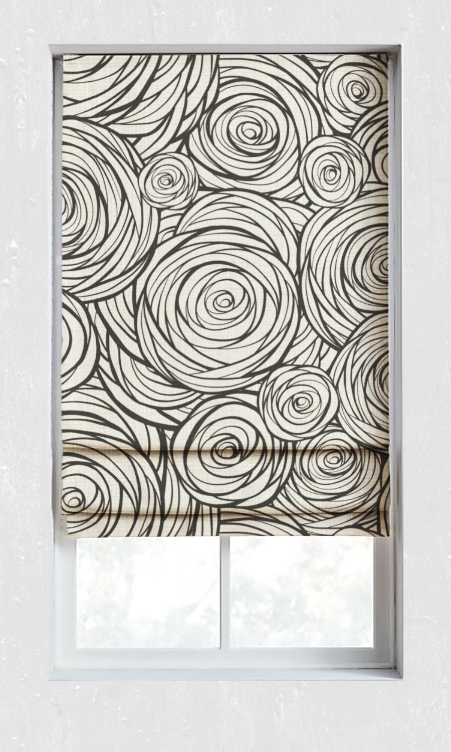 Printed Window Treatments Fabric Sample (Black/ Milky White)