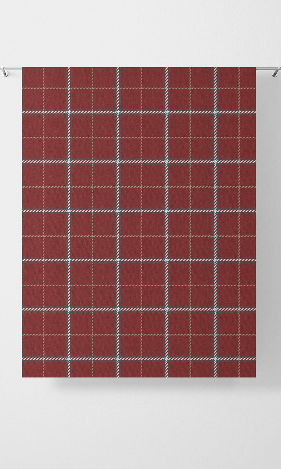 Modern Check Patterned Drapery (Deep Red) Extra Long Short Wide