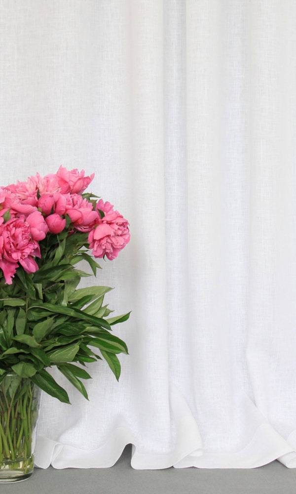 Pure Linen Curtains / Drapes / Window Drapery Panels (White/ Ivory)