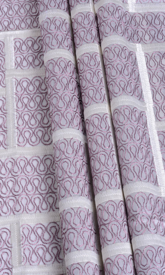 Pink / White Semi Sheer Custom Curtains