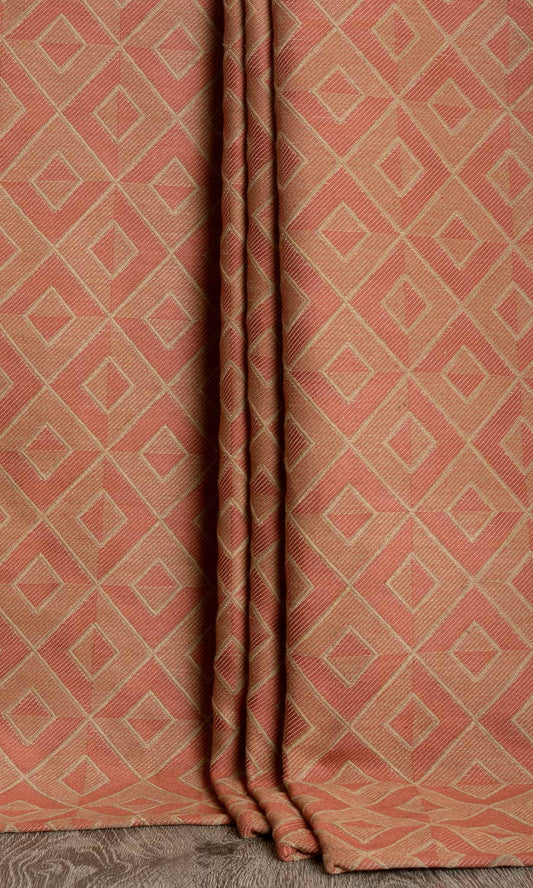 Argyle Patterned Drapes (Brick Red/ Brown)