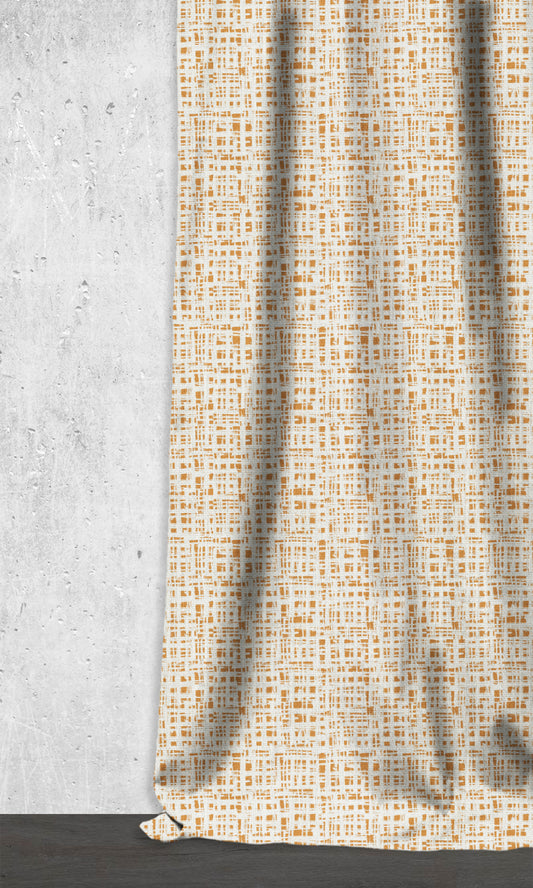 Abstract Print Drapes (Eggshell White/ Orange)