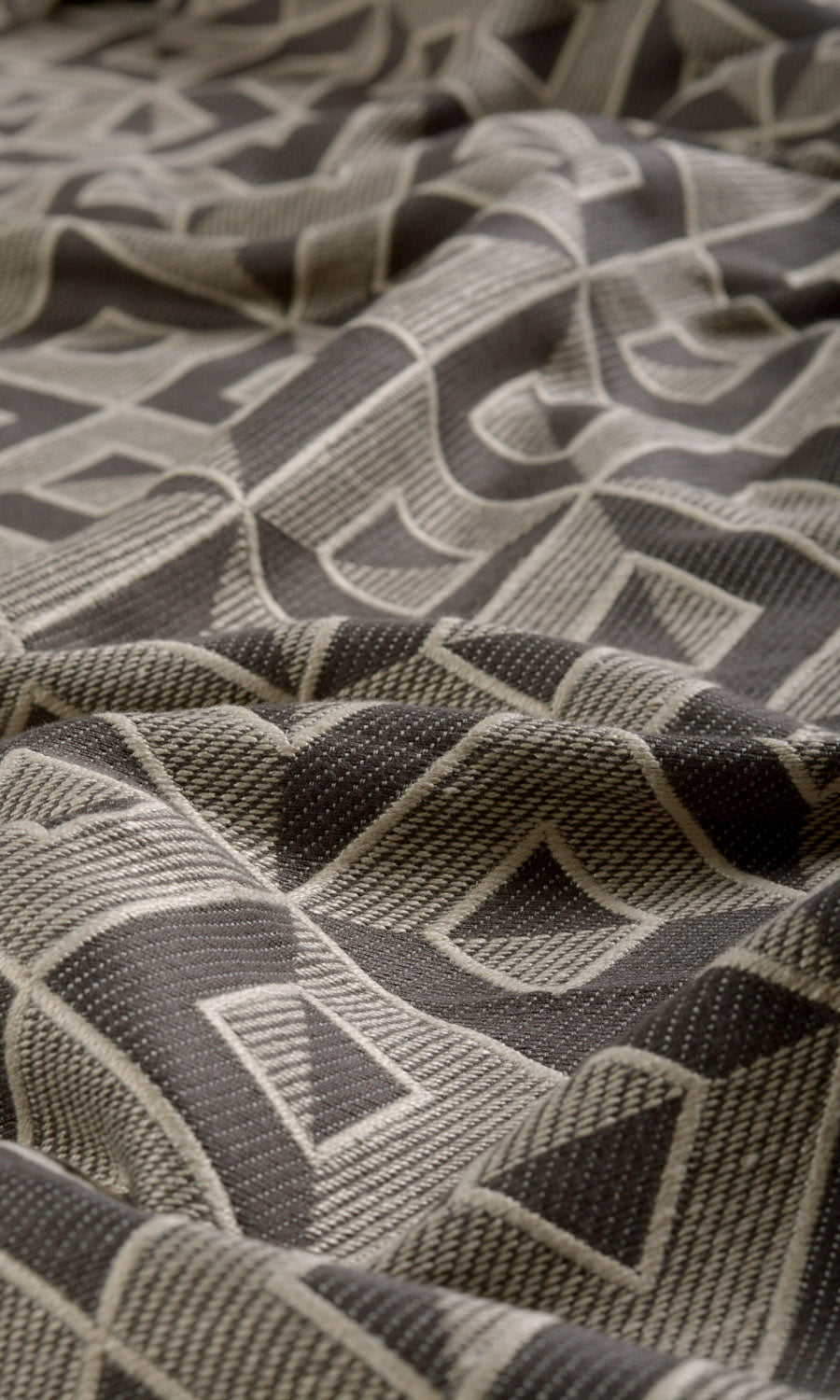 Geometric Fabric By the Metre for Curtains & Drapes (Charcoal Grey)
