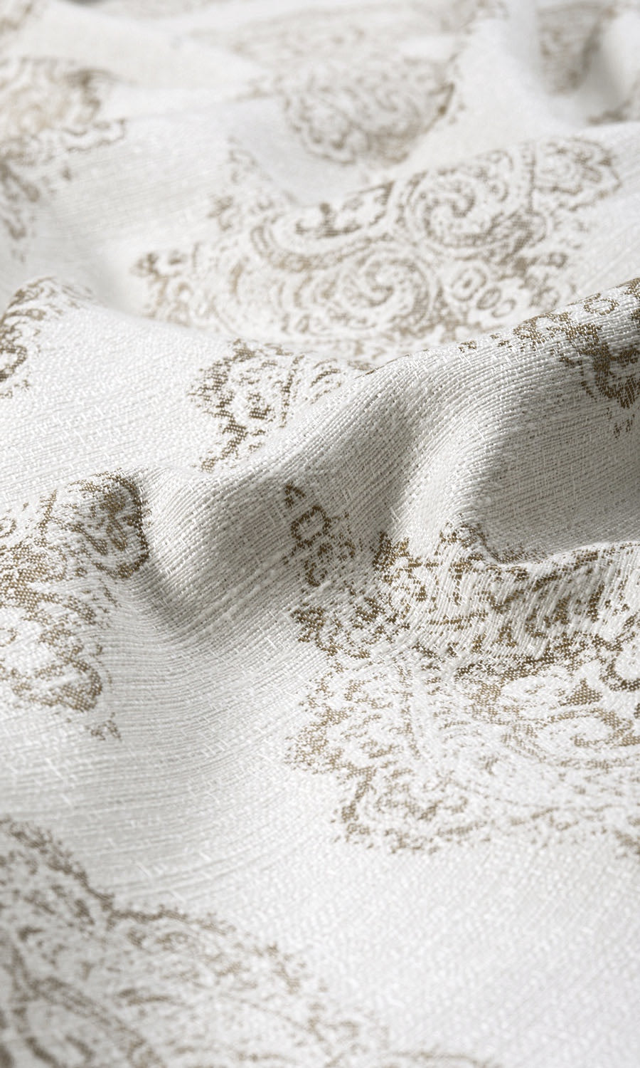 Damask Poly-Cotton Free Fabric Material Sample (Cream/ Pale Beige)