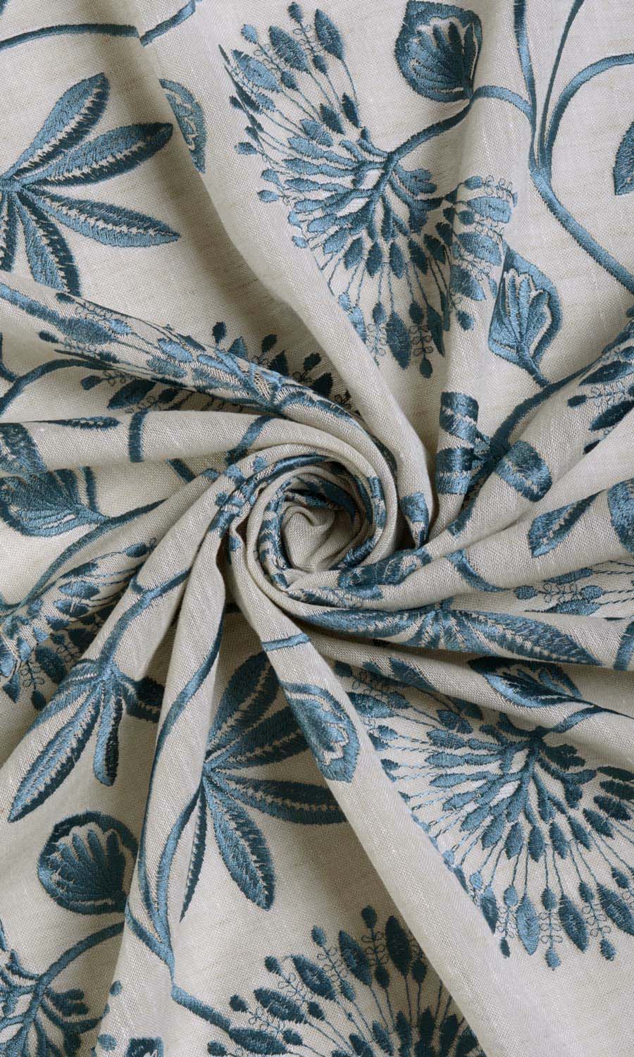 Semi-Sheer Made-to-Measure Curtains (Beige/ Teal)