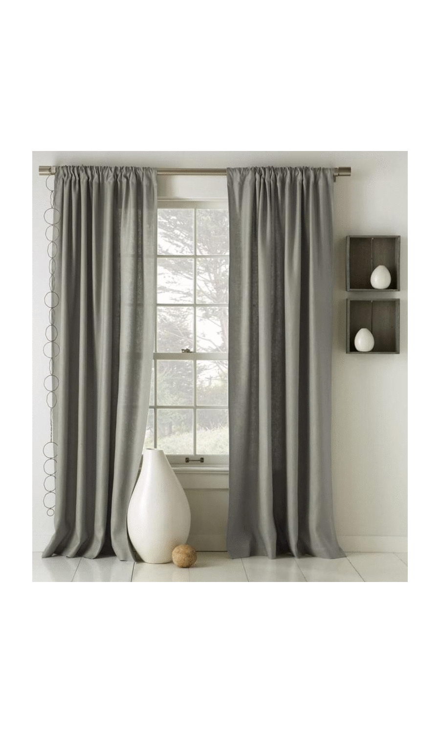 Linen Window Treatments Fabric By the Metre (Black/ Grey)