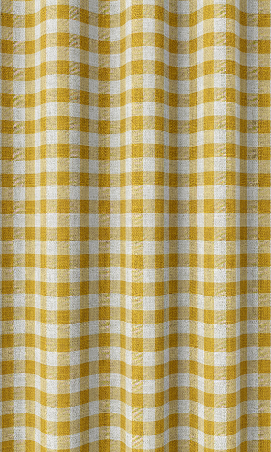 Checked Drapery (Deep Yellow/ White)