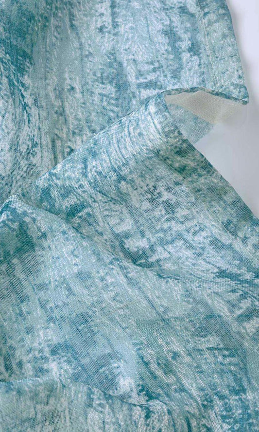 Teal blue textured sheer curtains | The White Window | Shop online