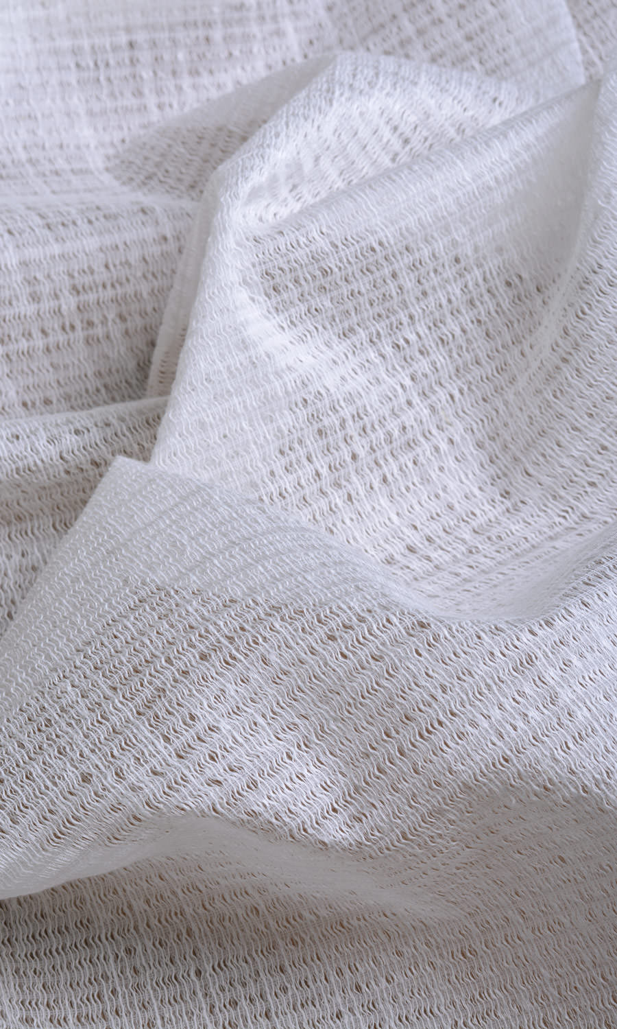 Cotton Blend Check Sheer Fabric Material By the Metre (Milky White)