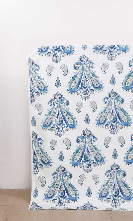 Blue Paisley Print Custom Curtains