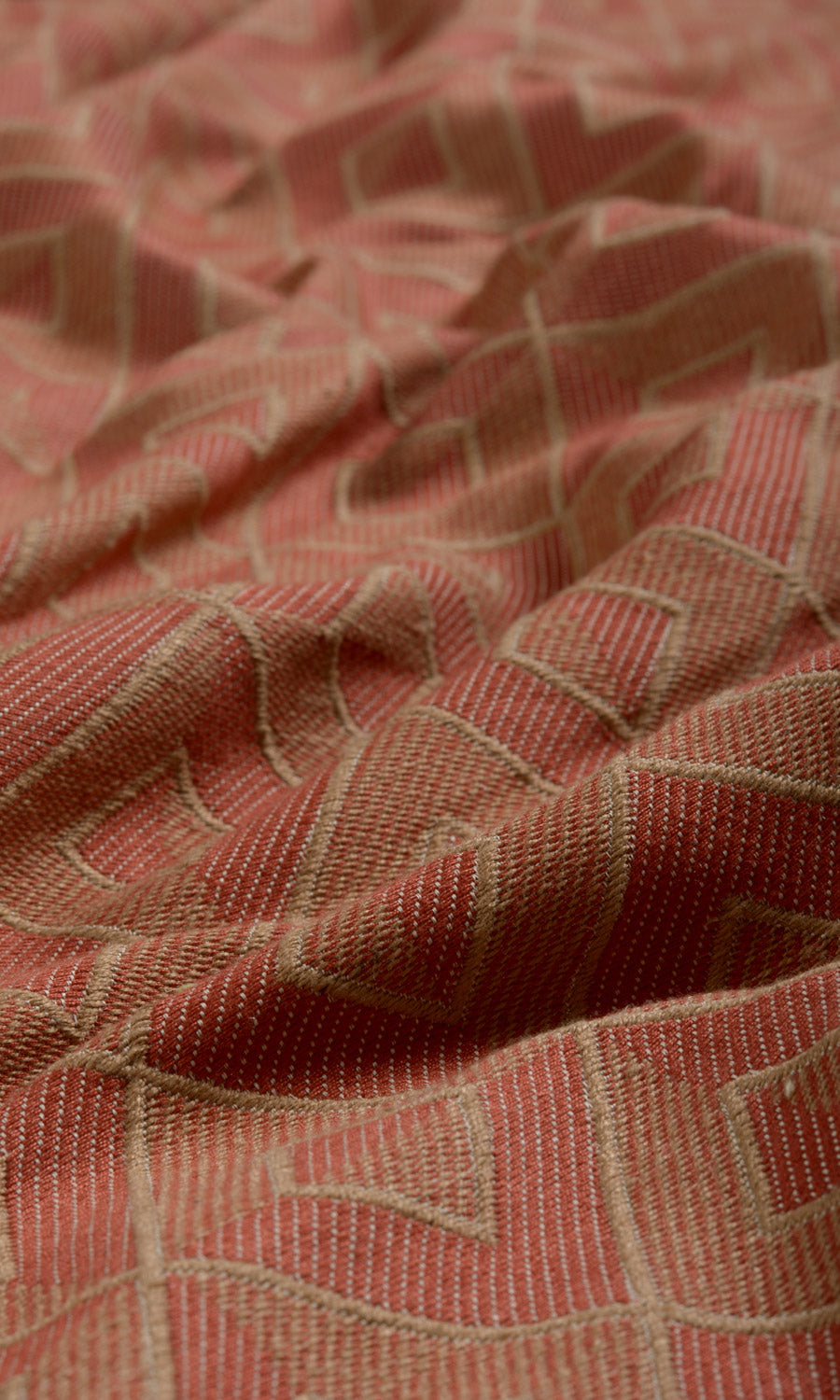 Argyle Patterned Fabric By the Metre for Curtains & Drapes (Brick Red/ Brown)