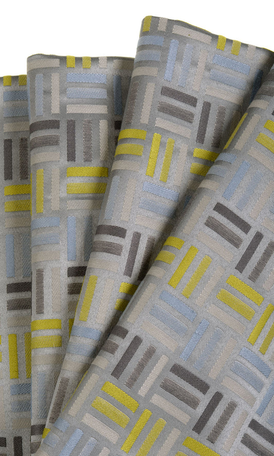 Geometric Patterned Curtains (Grey/ Yellow)