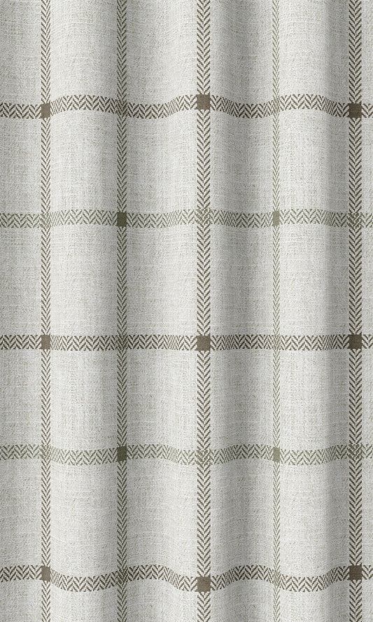 Modern Check Patterned Drapes (Linen White)