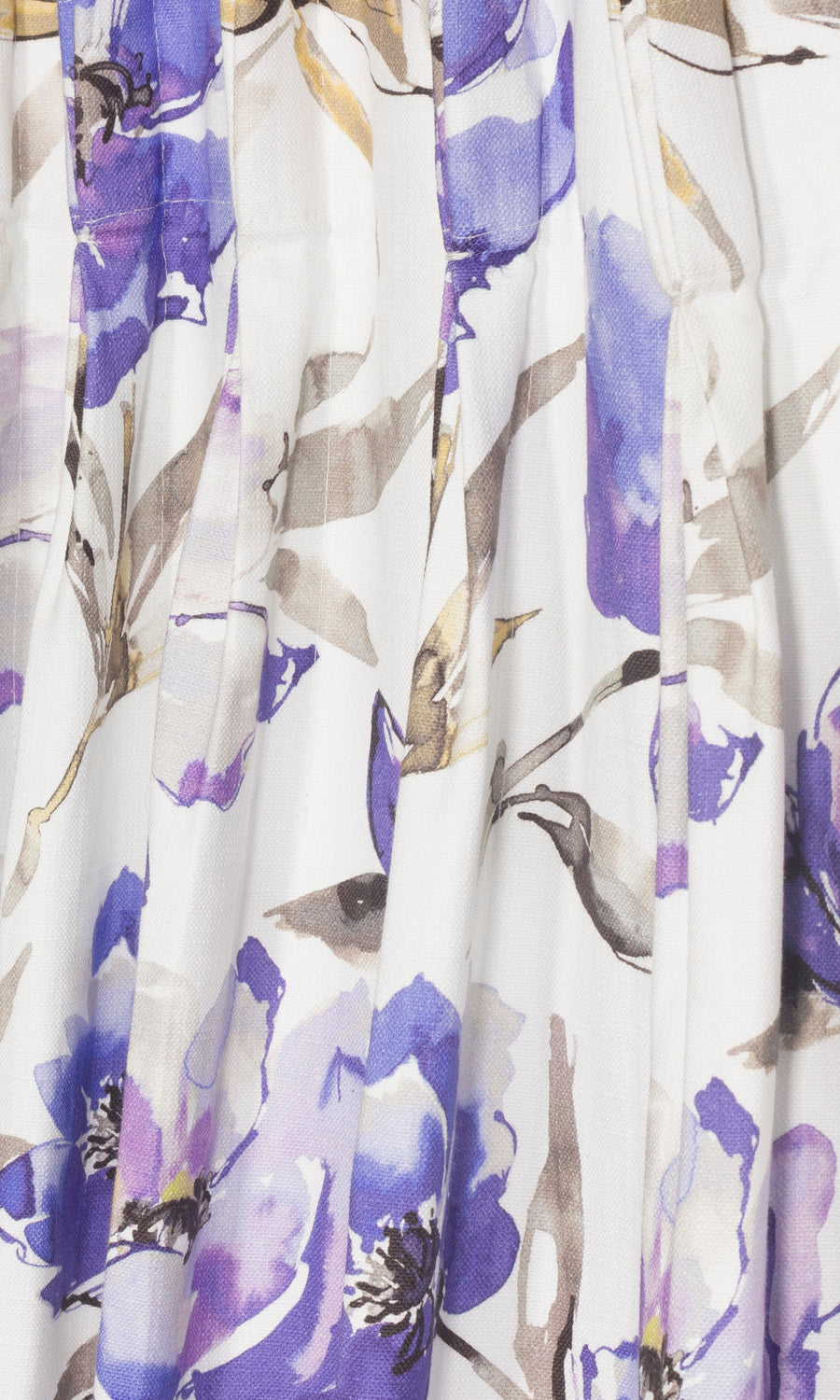 Floral Cotton Window Treatments Fabric Sample (Purple/ Blue)