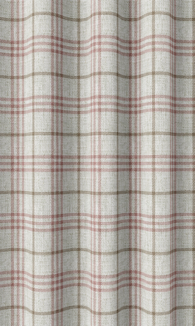 Checkered Pinch Pleat, Rod Pocket, Eyelet Curtains (White/ Pink/ Red)