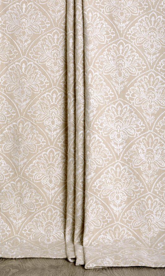 Embroidered Drapes (Oatmeal Beige/ White)