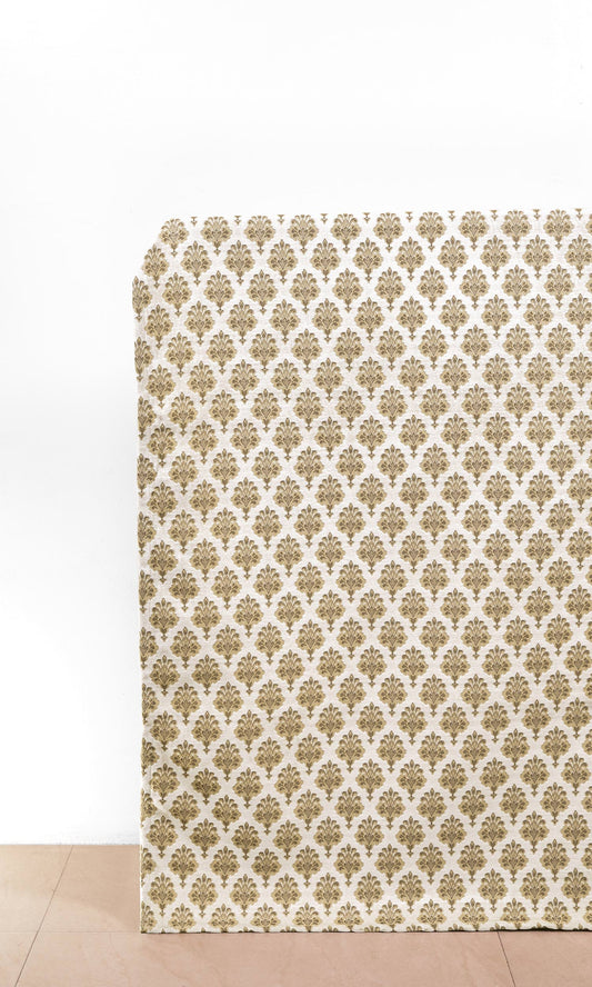 Damask Velvet Curtains (Beige/ Brown)