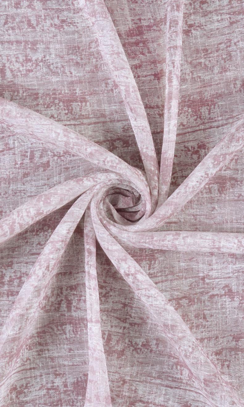 Textured Sheer Home Textile Fabric Material Sample (Pink)
