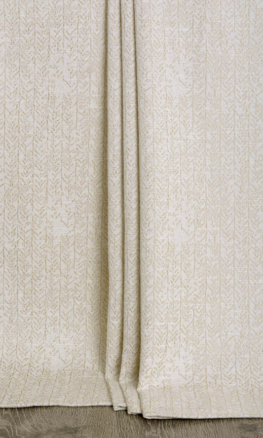 Herringbone Print Drapes (Off White/ Pale Beige)