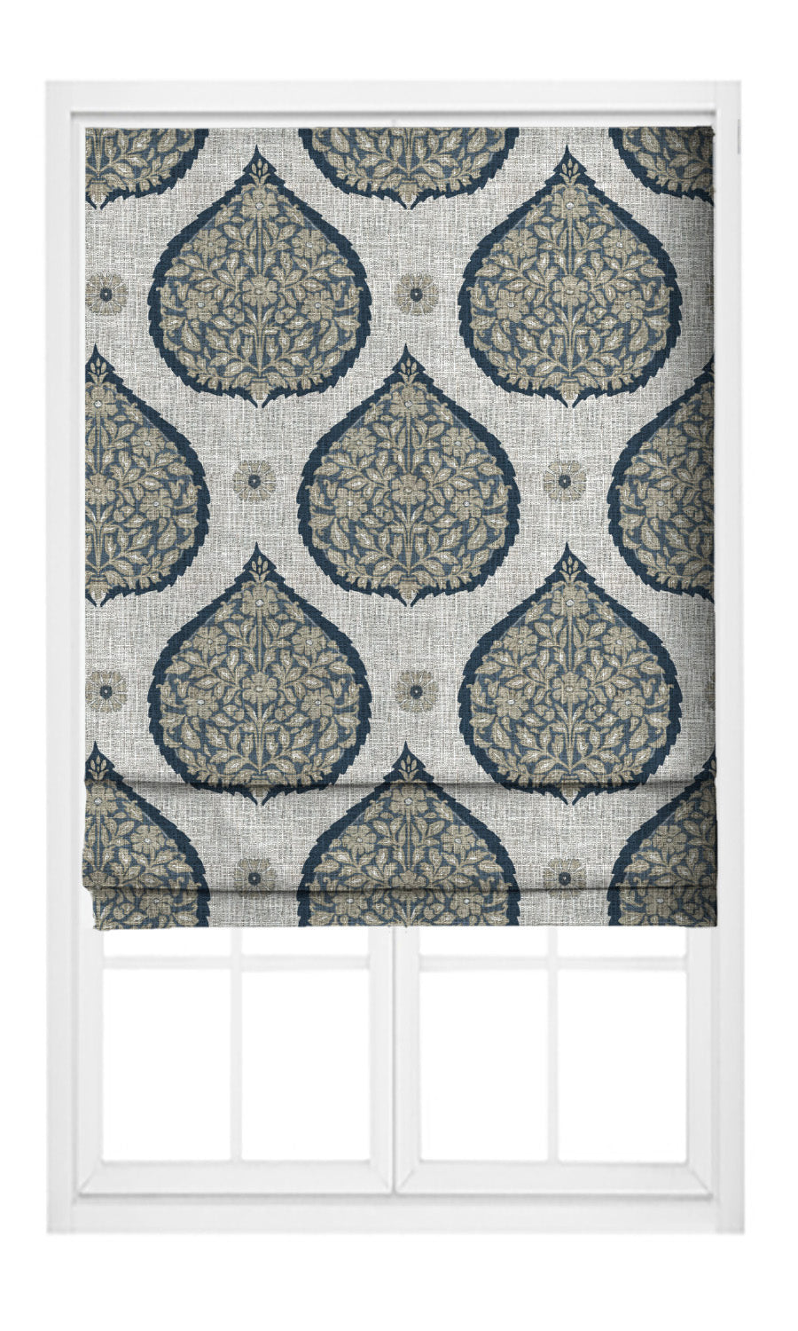 Paisley Home Textile Fabric Material By the Metre (Navy Blue/ Beige)