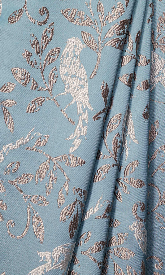 Blue French Country Paisley Print Custom Curtains