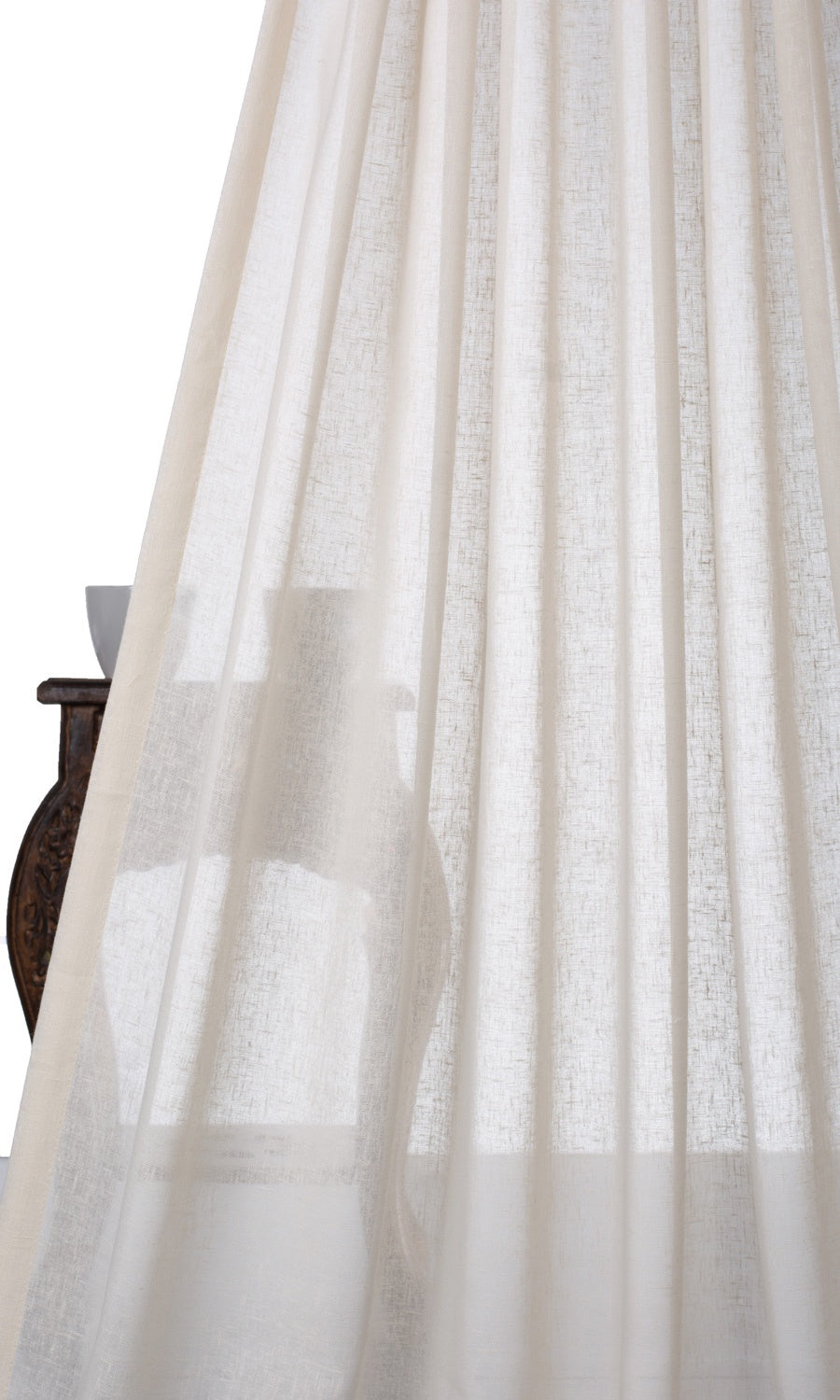 Plain Sheer Home Textile Fabric Material By the Metre (Warm Ivory/ Pale Beige)