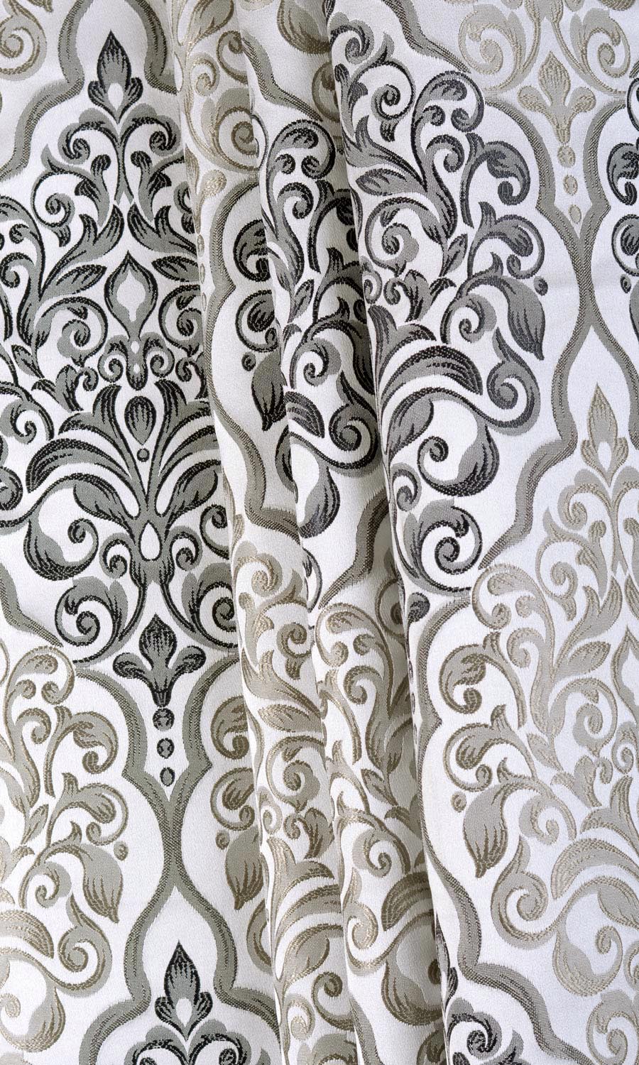 Damask Free Fabric Material Sample (Beige/ Black)