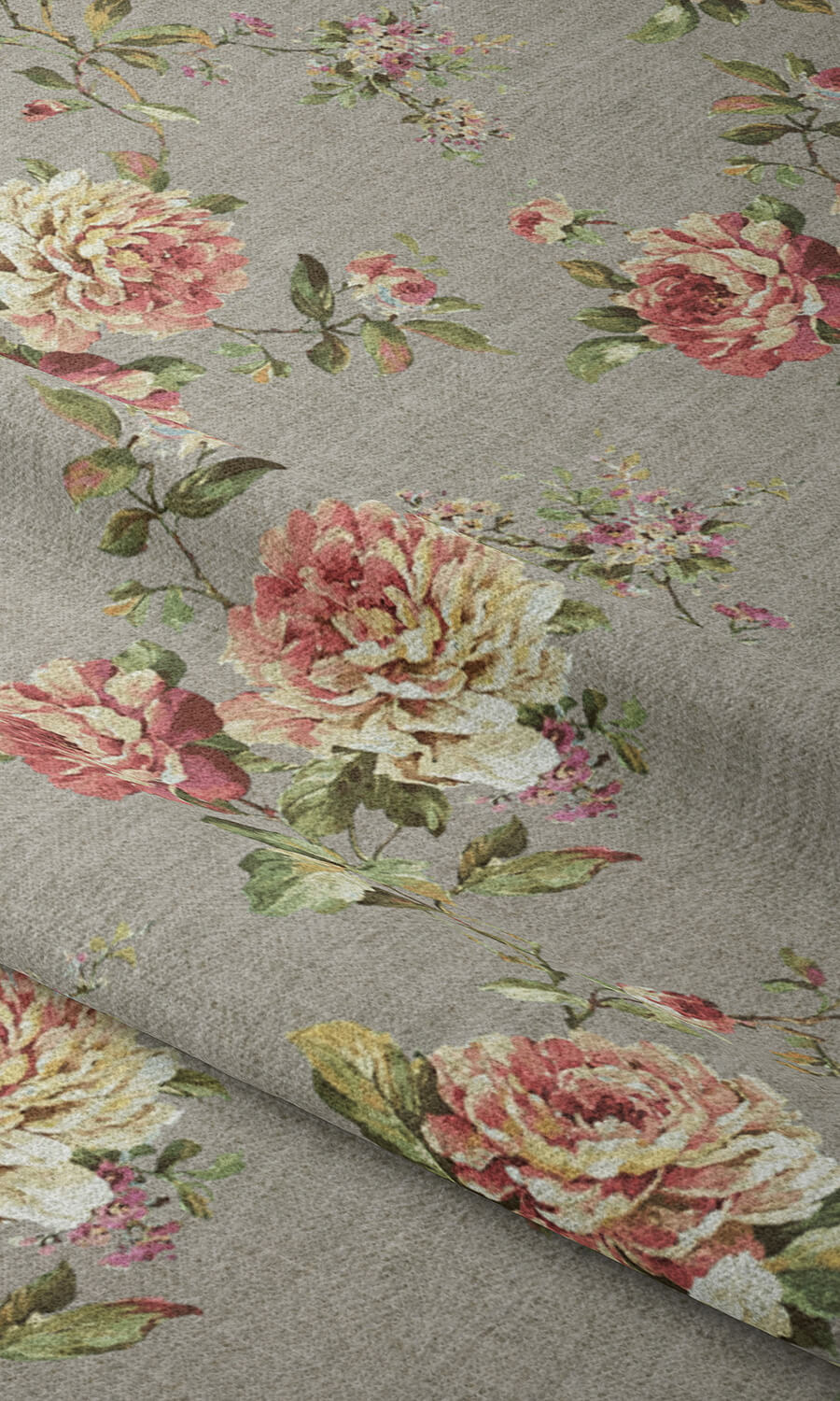 Country Floral Curtains (Grey/ Pink) Extra Long Short Wide