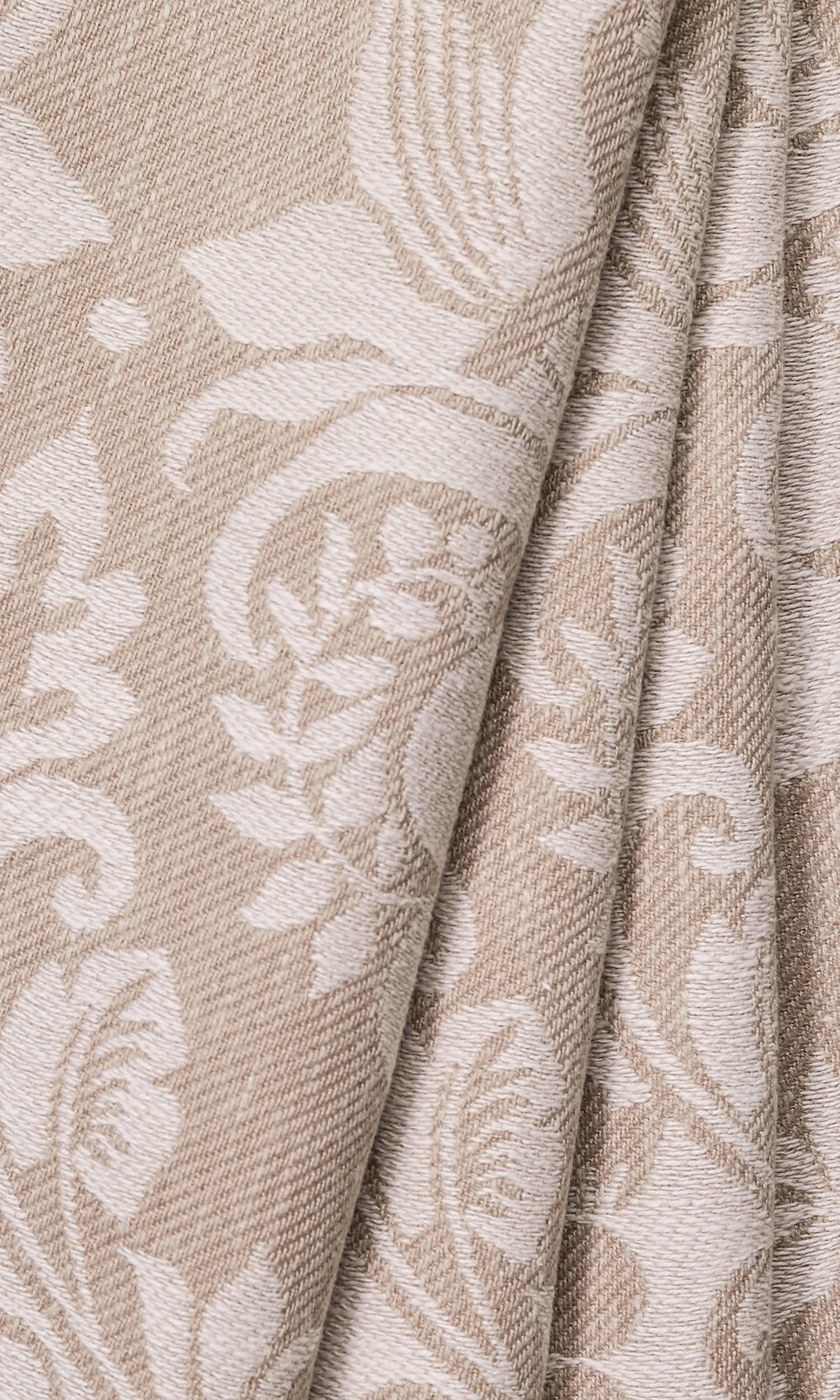 Damask Window Treatments Fabric Sample (Beige/ White)
