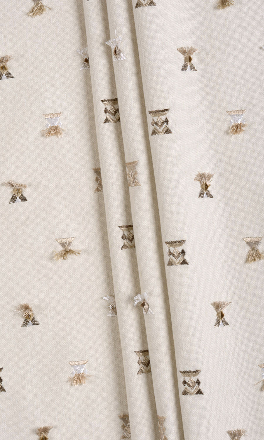 Embroidered Drapes (Beige/ Brown/ White) Extra Long Short Wide