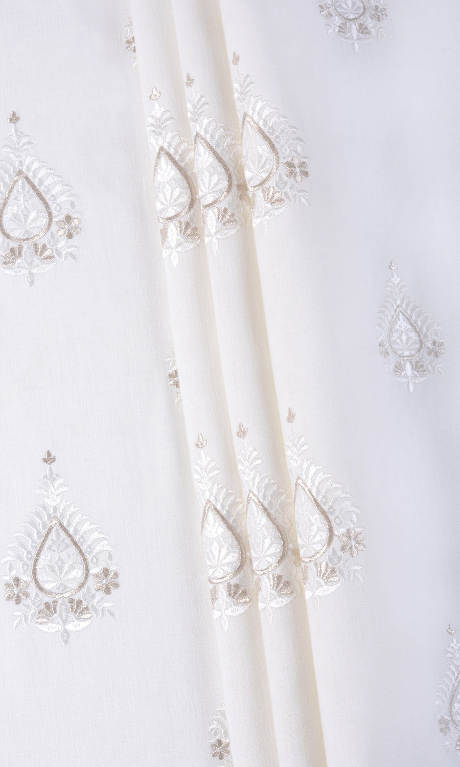 Embroidery Curtains / Drapes / Window Drapery Panels (Pure White/ Pale Gray)