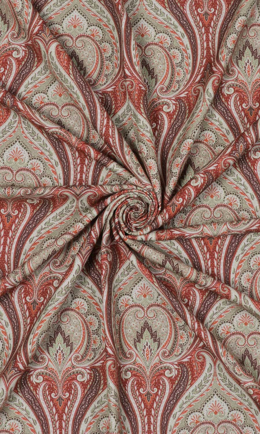 Floral Damask Free Fabric Material Sample (Red/ Brown)