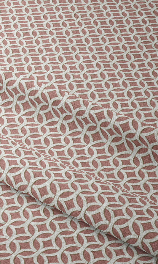 Pink & White Geometric Print Drapery